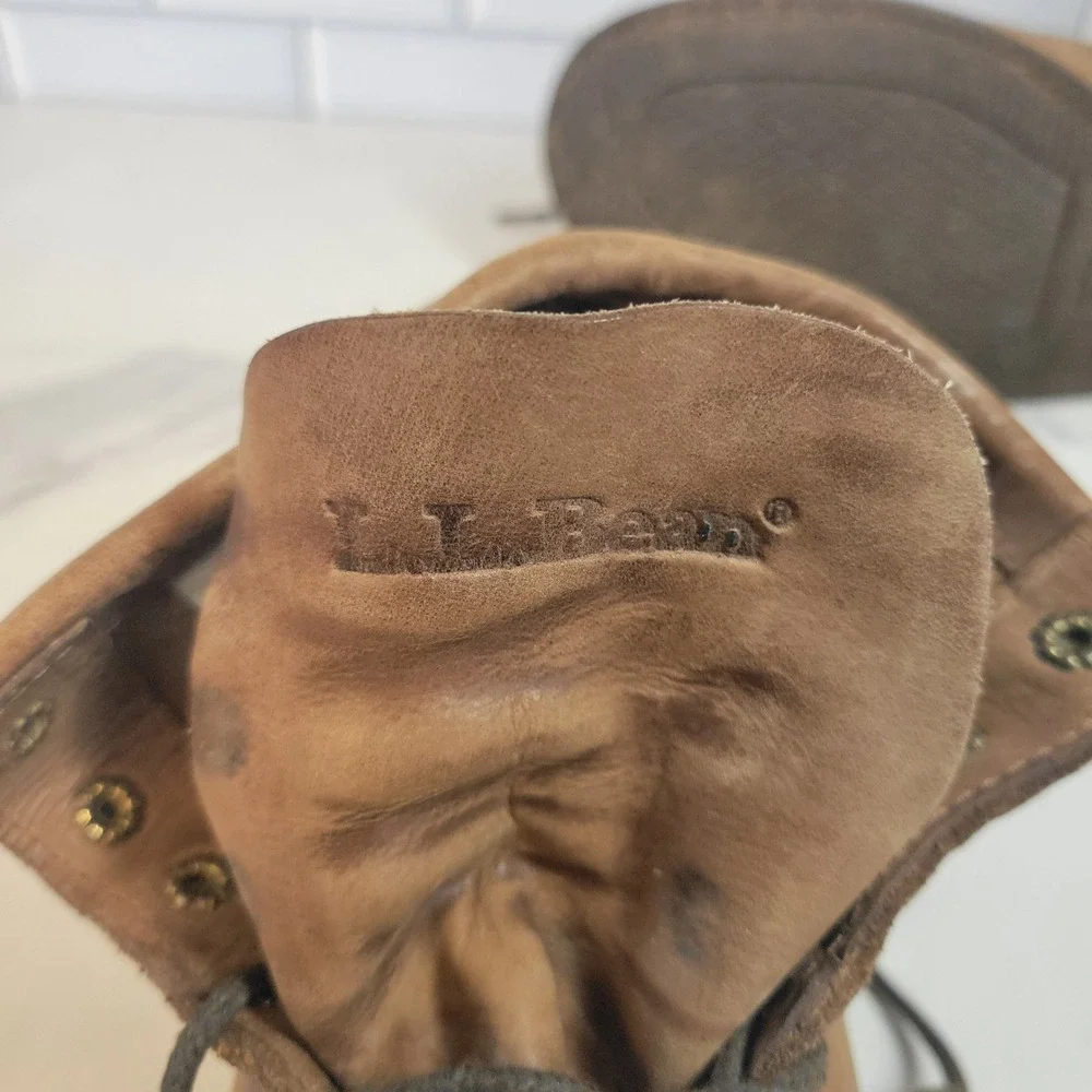 LL Bean Katahdin Iron Works Engineer Boots Brown Leather Cap Toe Mens 9.5 D